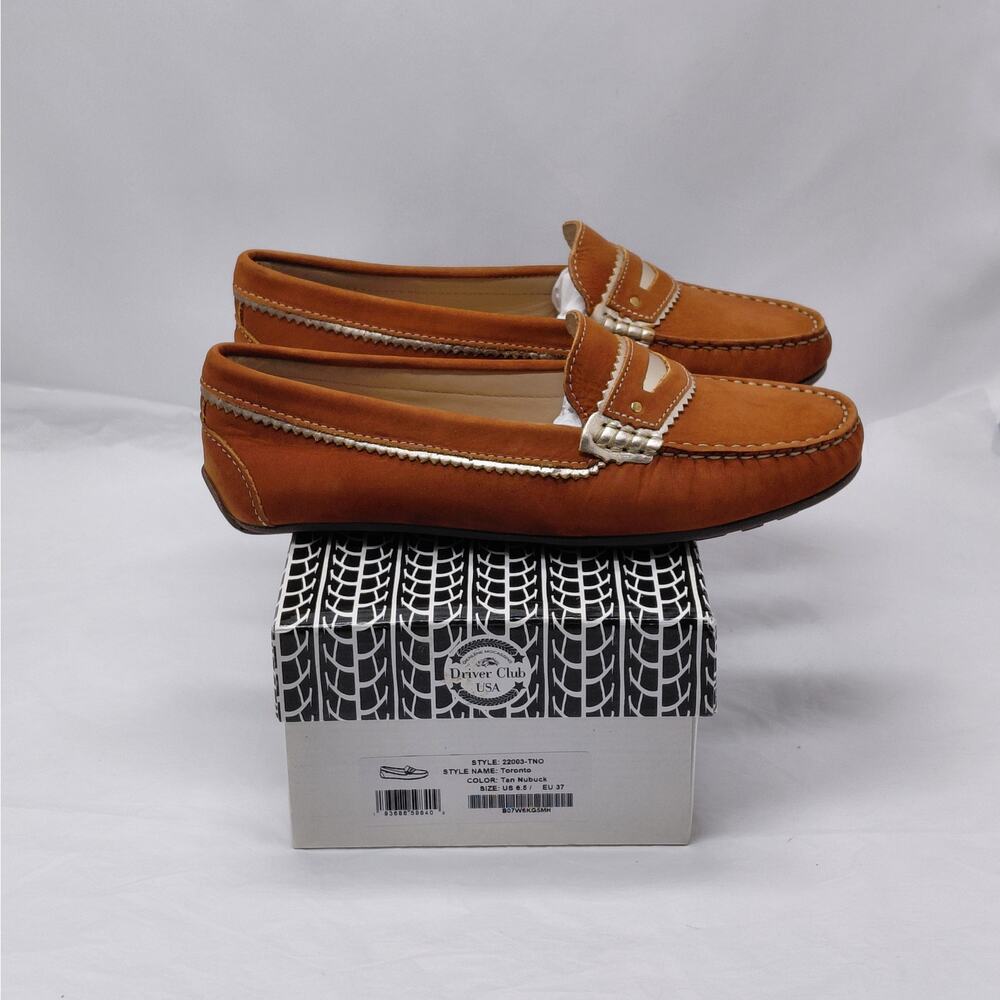 Driver Club Womens Loafers 6.5 Tan Nubuck Classic Driving Moccasin Travel Shoes